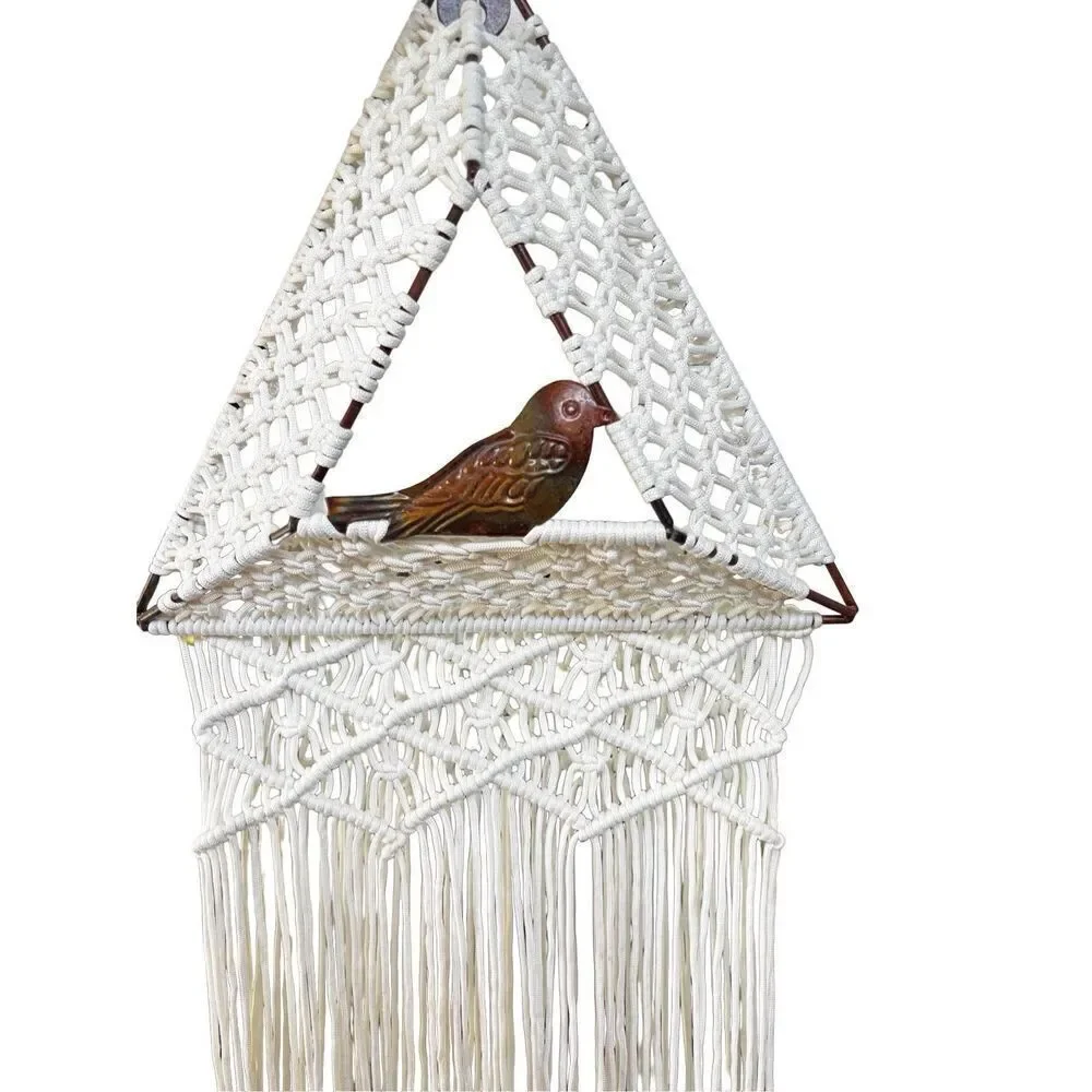 Macramé triangler bird hanging wall decor